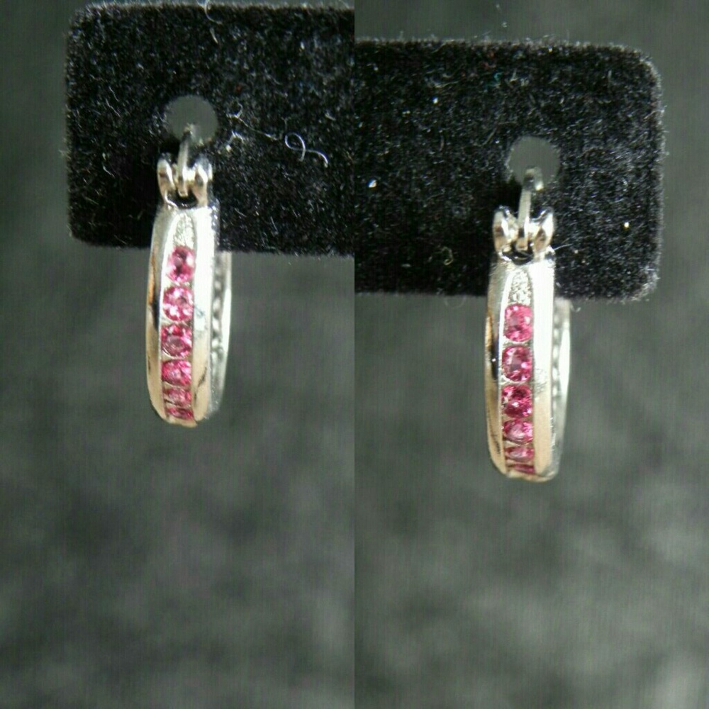 Rose CZ Hoop Earrings